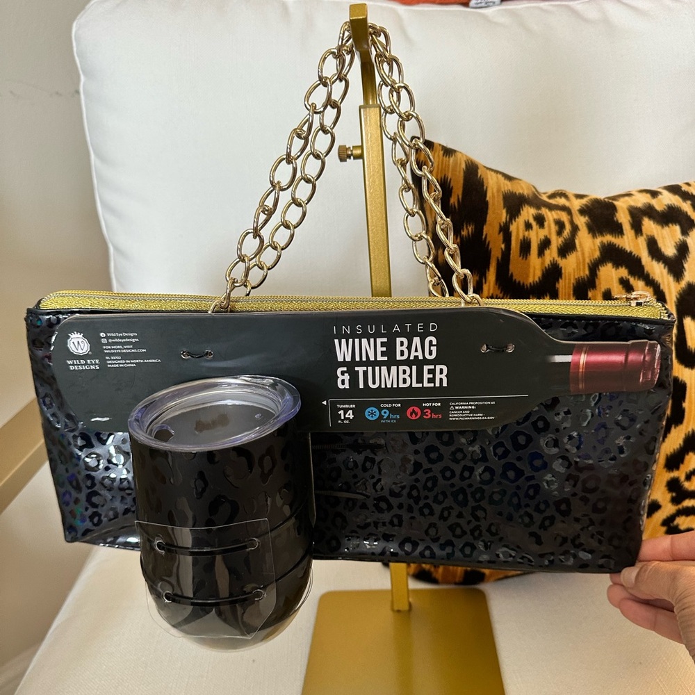 Insulated Black Wine Bag & Tumbler Set